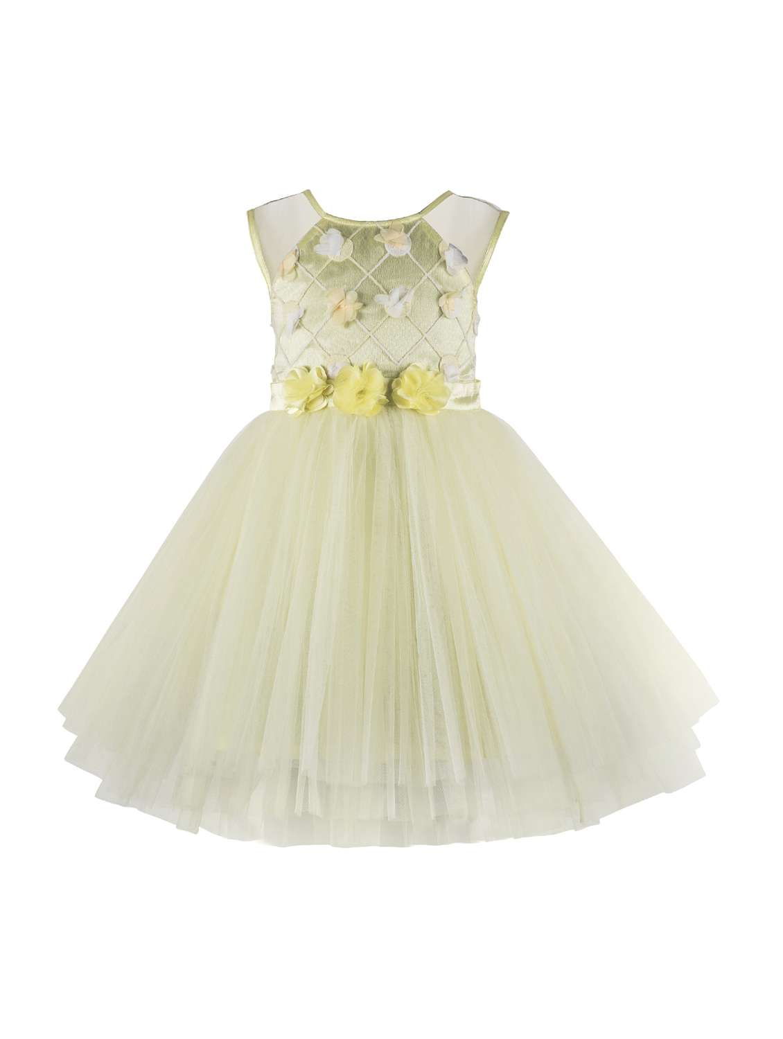 gathered floral applique frock