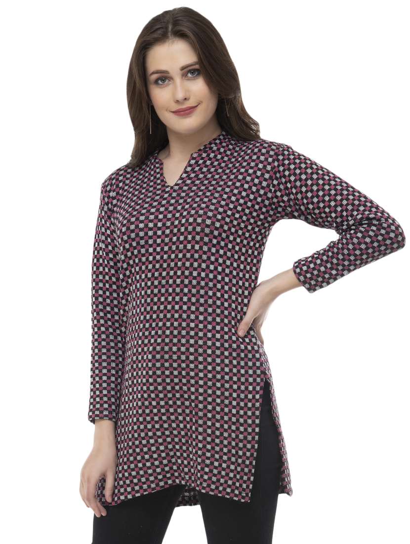 checkered woolen kurti - 16734117 -  Standard Image - 1