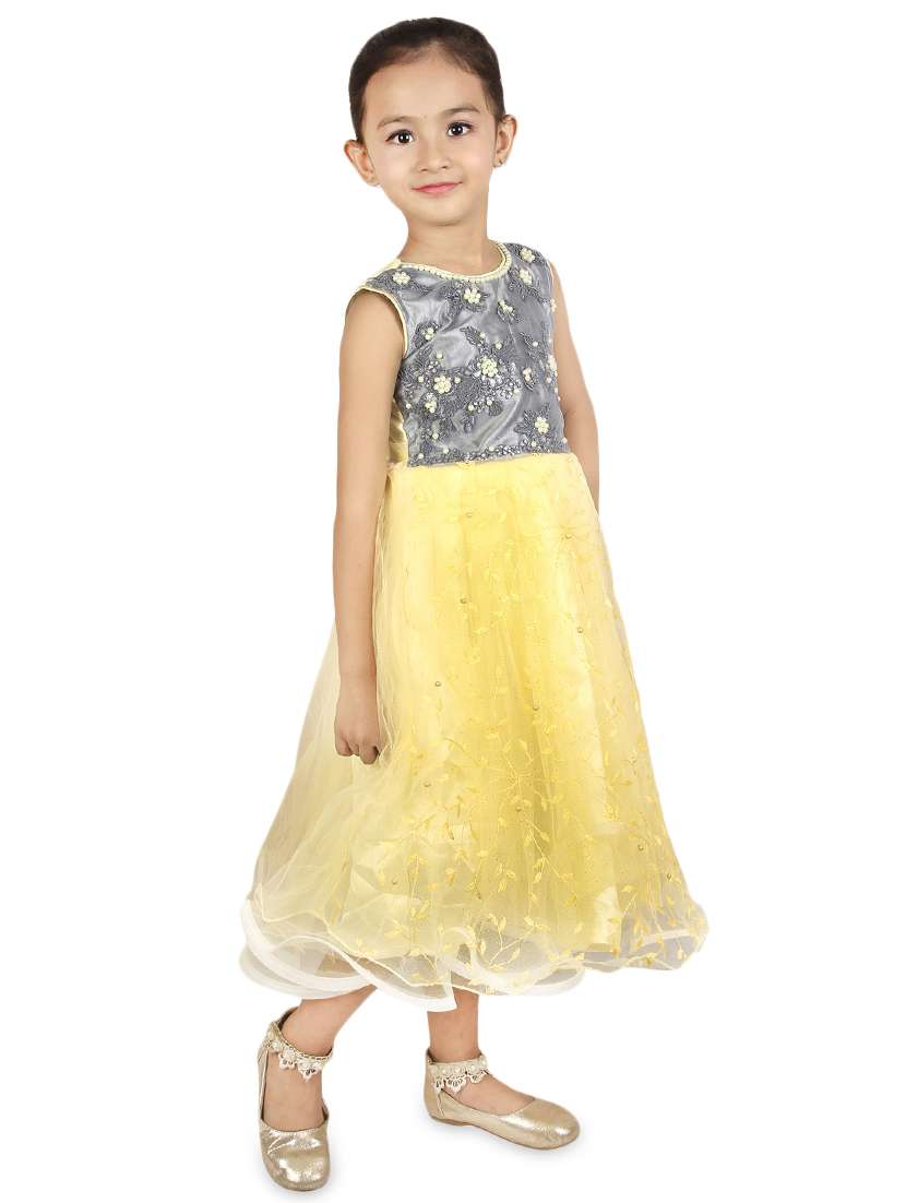 yellow net frock - 16734576 - Standard Image - 1