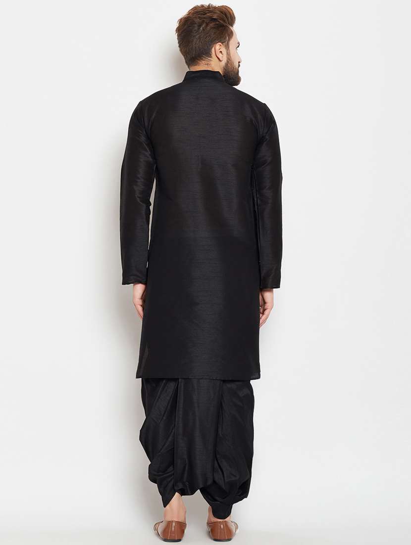 black solid dhoti kurta set - 16735410 -  Standard Image - 1