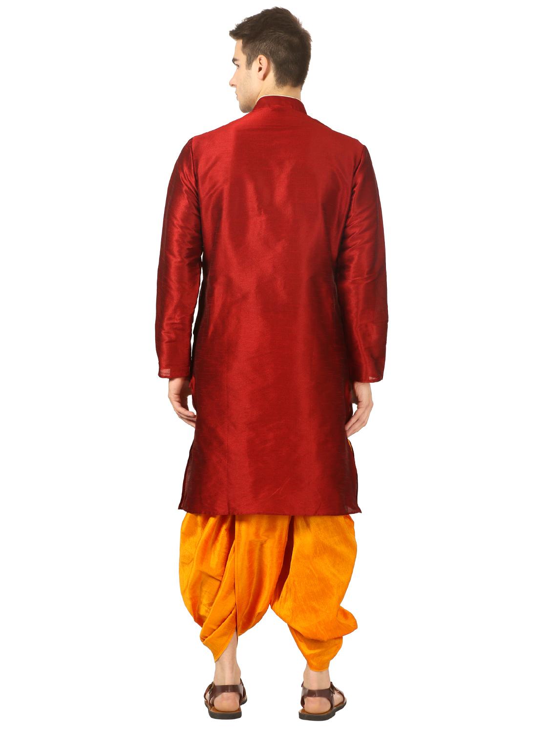 red solid dhoti kurta set - 16735434 - Standard Image - 1