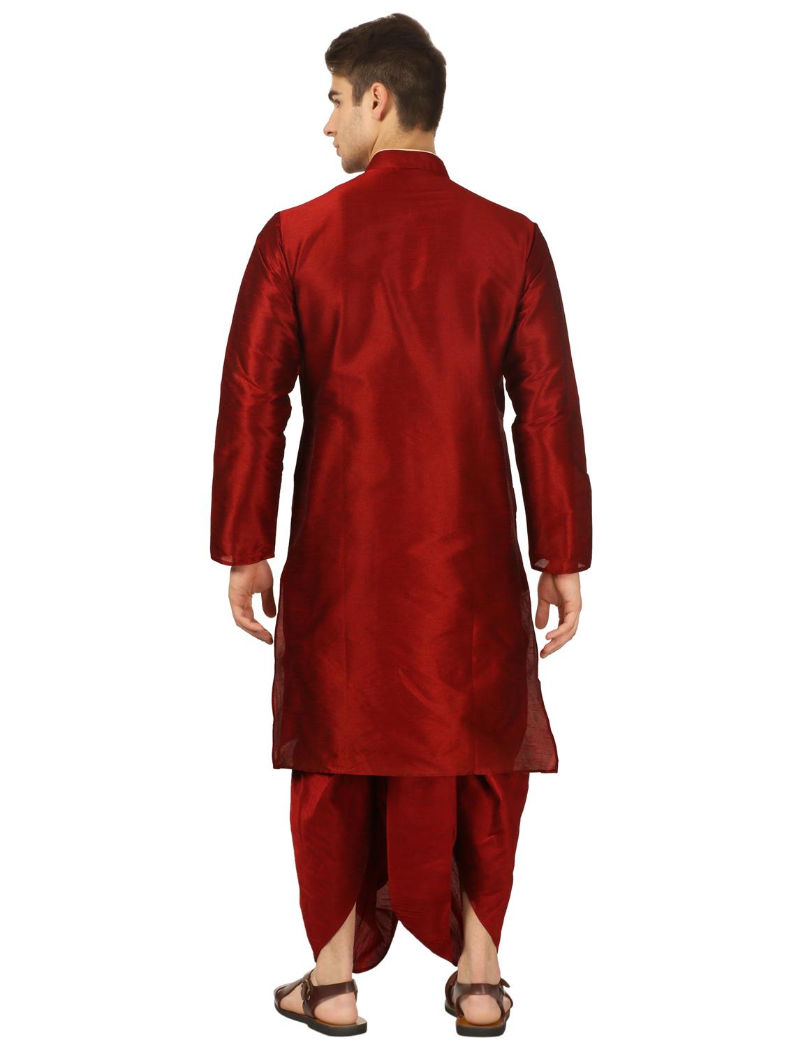 red solid dhoti kurta set - 16735435 - Standard Image - 1