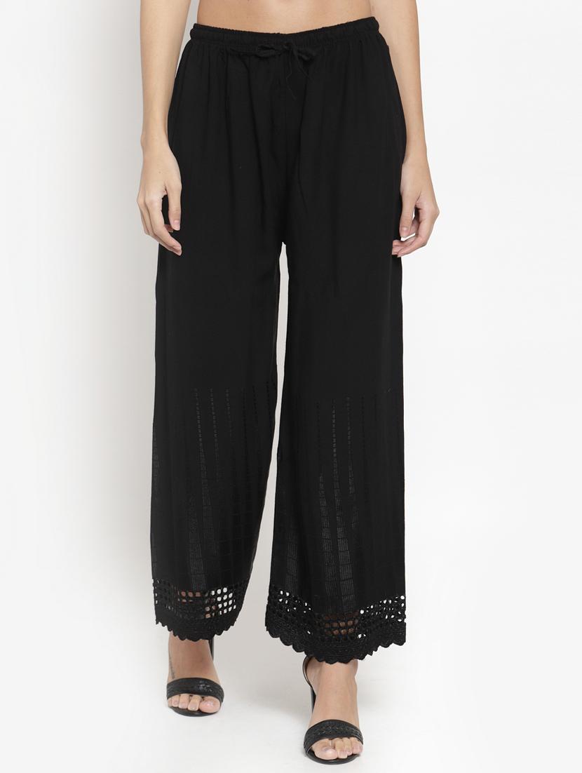 black solid straight palazzo - 16735562 -  Zoom Image - 0