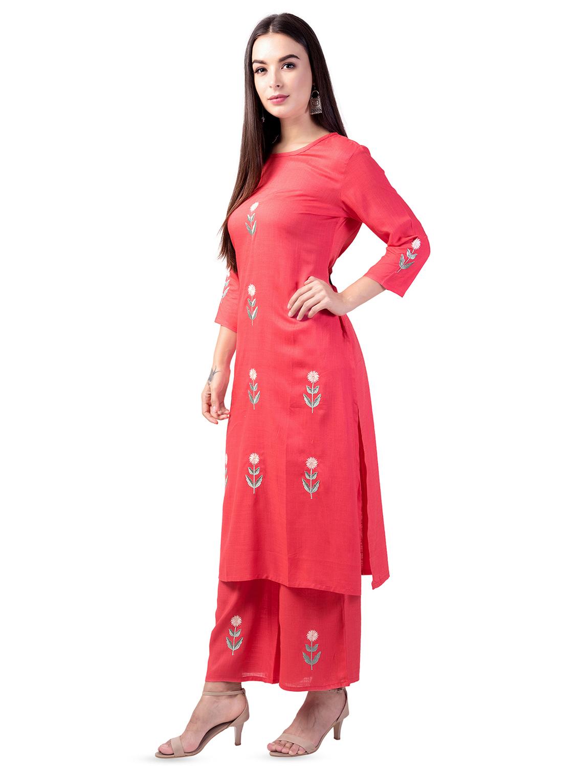 embroidered kurta palazzo set - 16737013 - Standard Image - 1