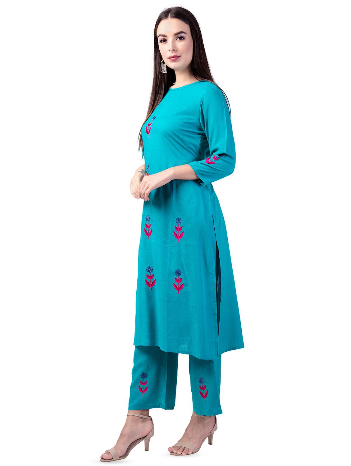 embroidered kurta palazzo set - 16737014 - Standard Image - 1