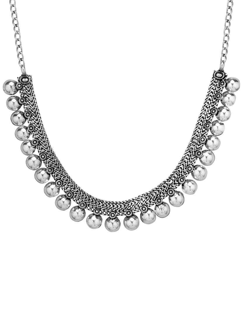 silver metal choker necklace