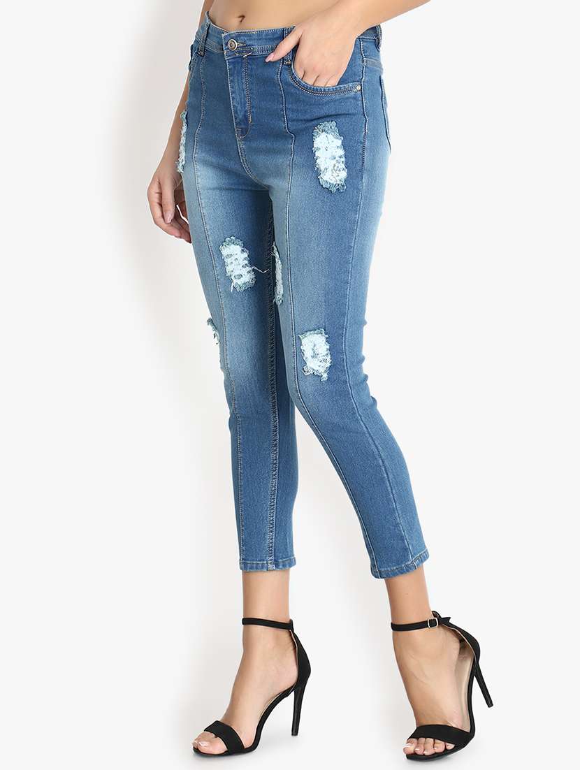 high rise distressed jeans  - 16738245 -  Standard Image - 1