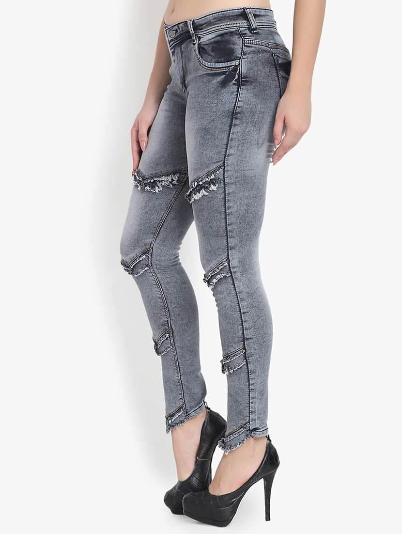 high rise frayed detail jeans  - 16738249 -  Standard Image - 1