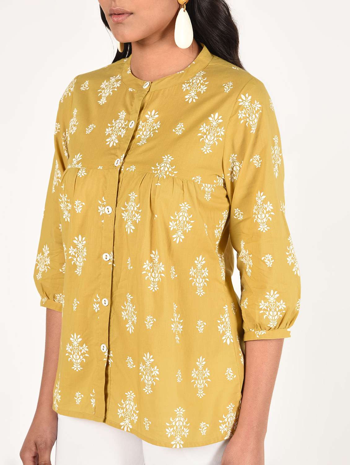 women mustard mandarin straight top - 16738578 -  Standard Image - 4