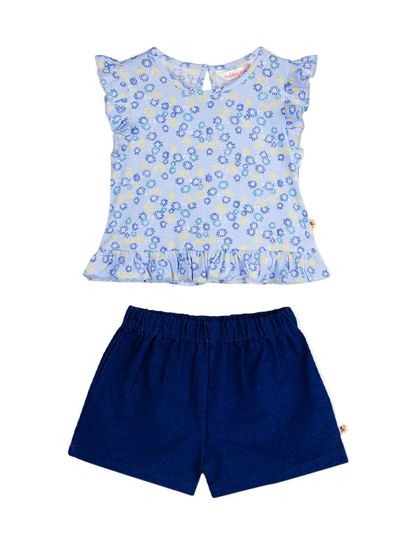 blue cotton shorts sets twin sets 