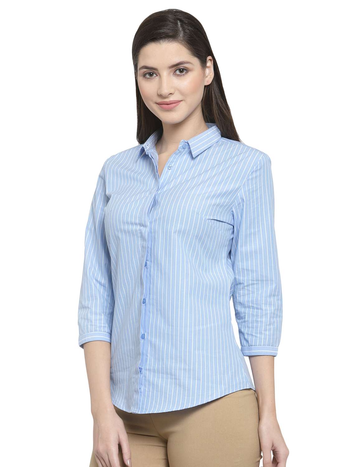 curved hem striped shirt - 16739113 - Standard Image - 1