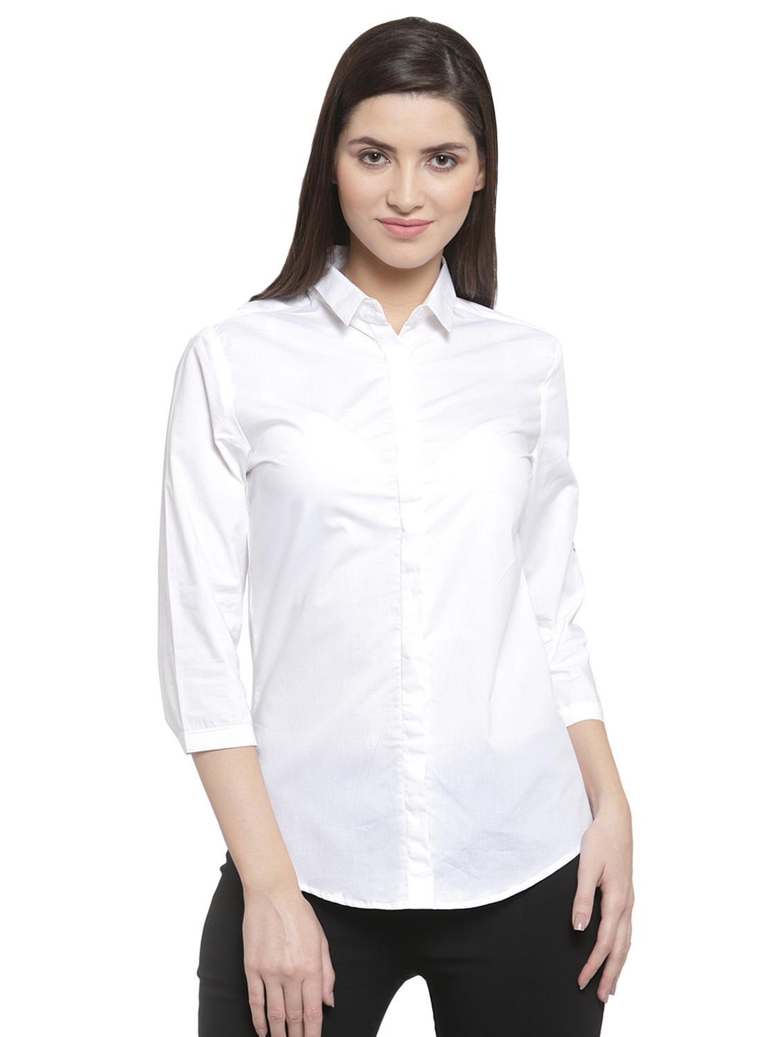 curved hem solid shirt  - 16739114 -  Zoom Image - 0