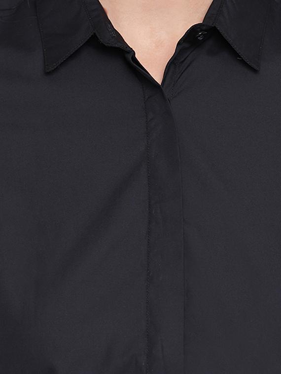 curved hem solid shirt - 16739123 - Standard Image - 4