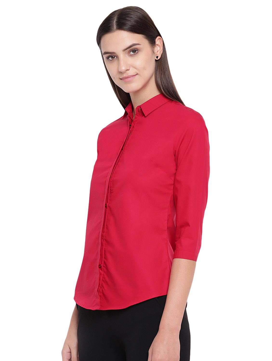 curved hem solid shirt - 16739124 - Standard Image - 1