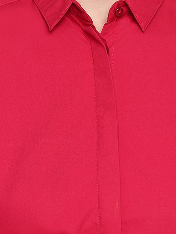 curved hem solid shirt - 16739124 - Standard Image - 4