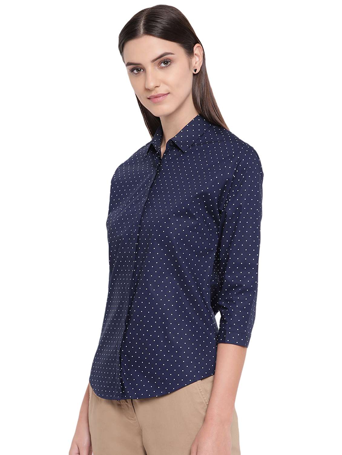 curved hem polka dot shirt  - 16739125 -  Standard Image - 1