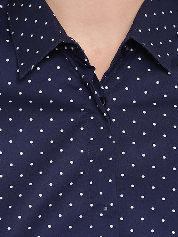 curved hem polka dot shirt  - 16739125 -  Standard Image - 4