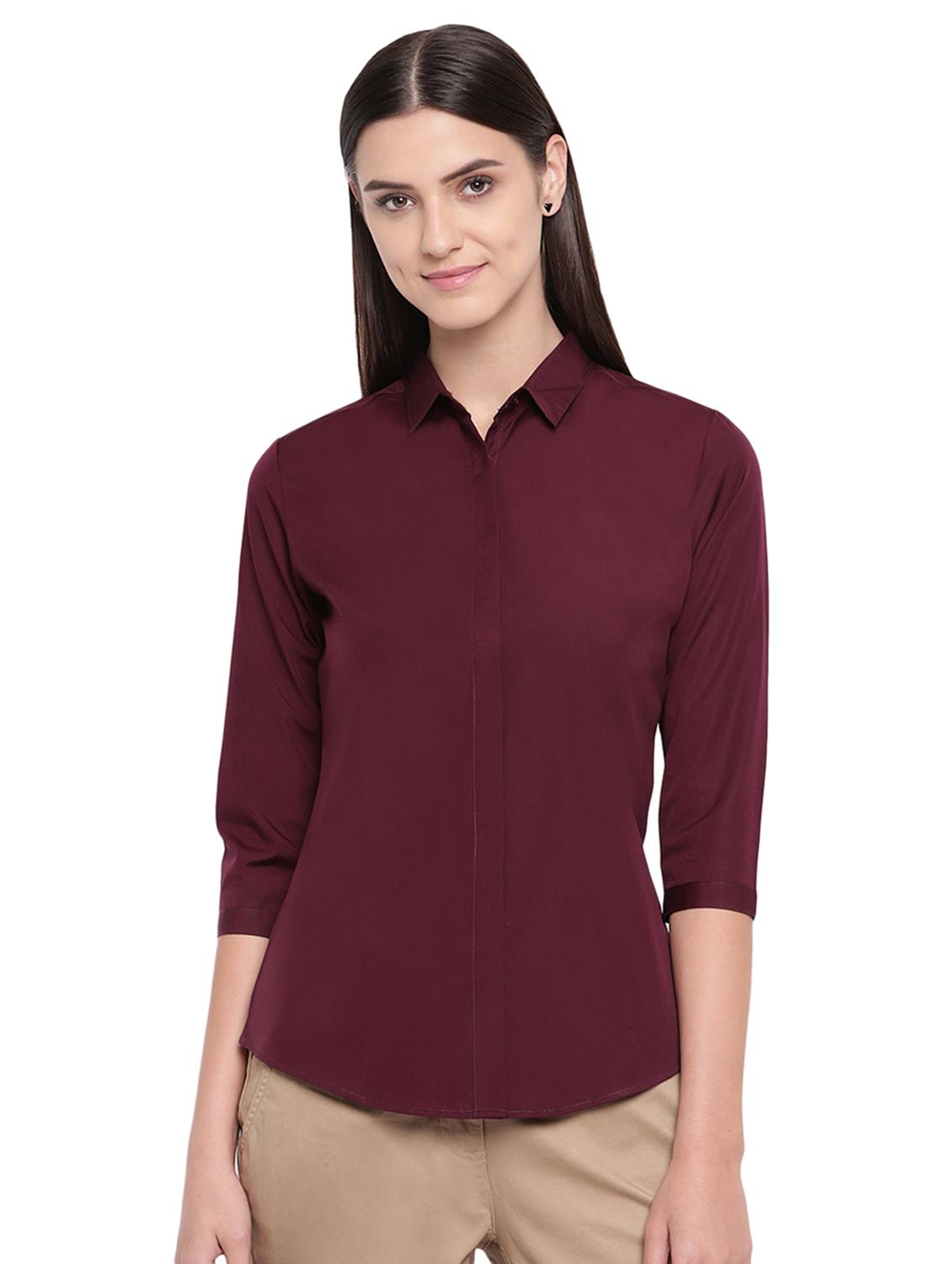 curved hem solid shirt  - 16739126 -  Zoom Image - 0