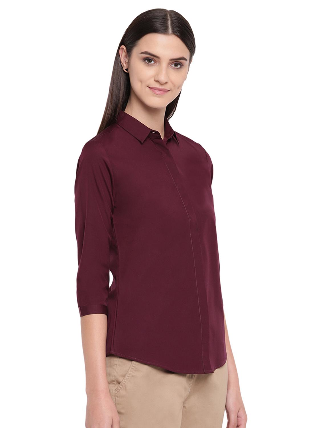 curved hem solid shirt - 16739126 - Standard Image - 1