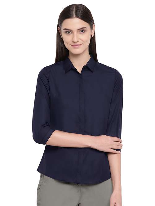 curved hem solid shirt  - 16739128 -  Standard Image - 0