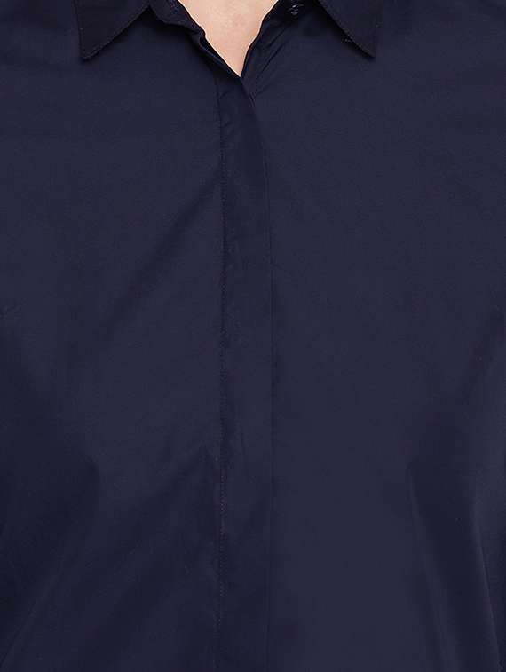 curved hem solid shirt - 16739128 - Standard Image - 4