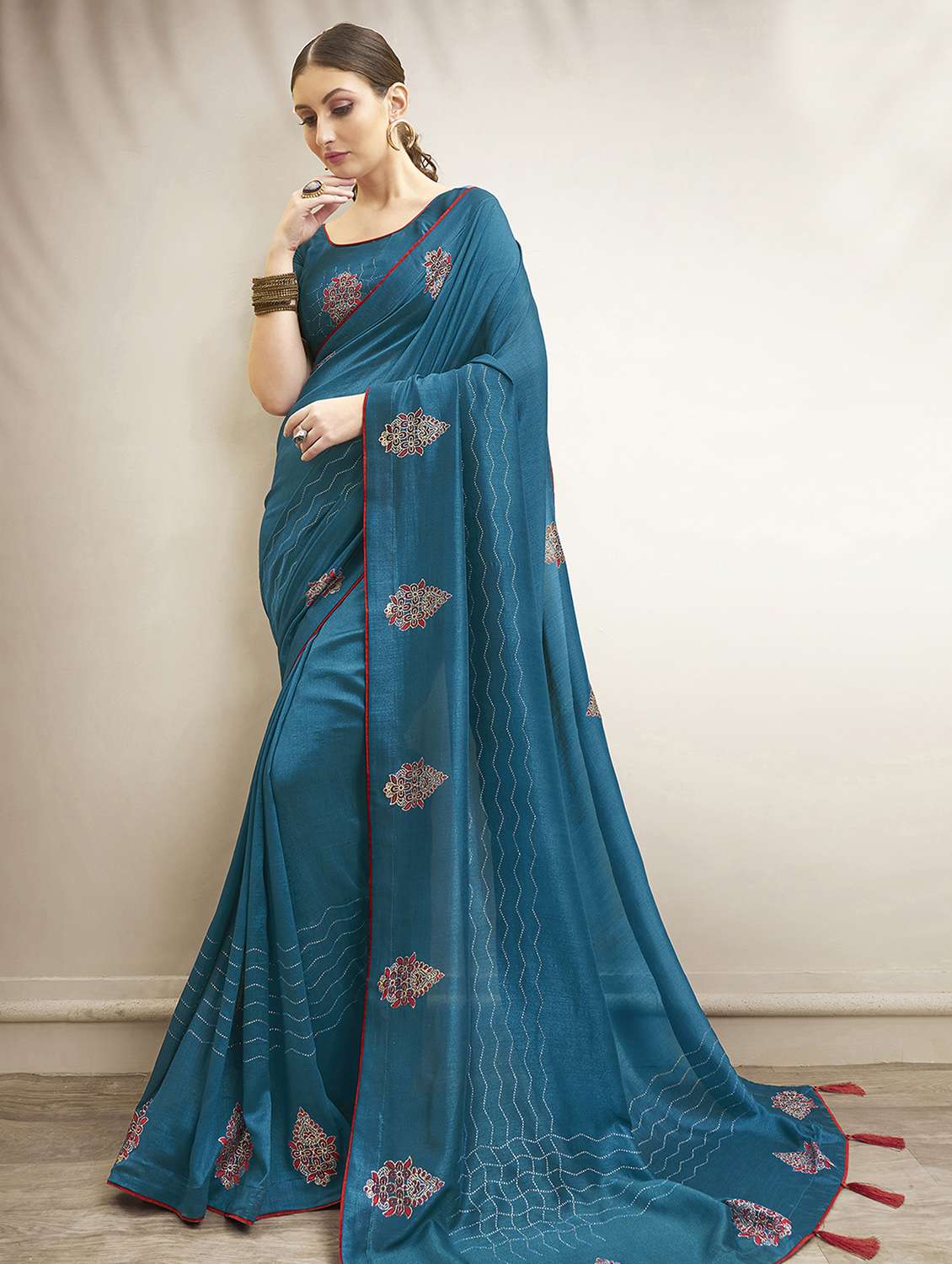 floral printed saree with blouse