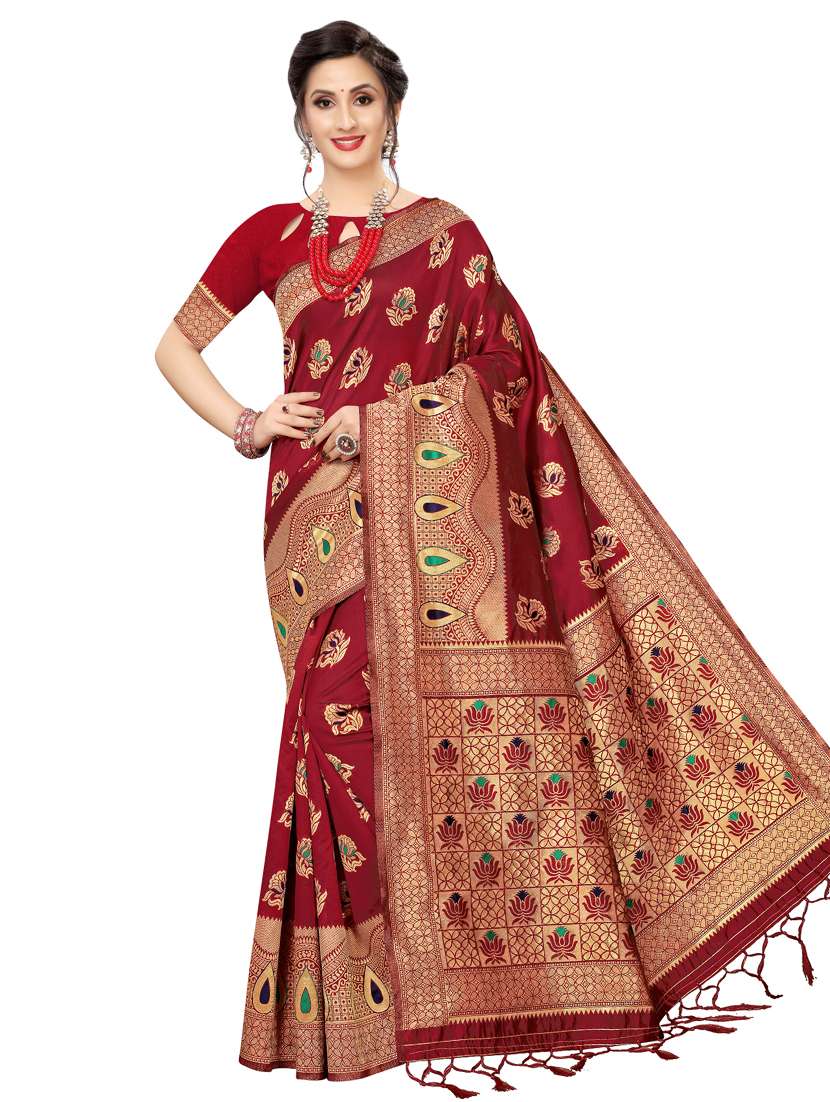 ethnic motif banarasi saree with blouse