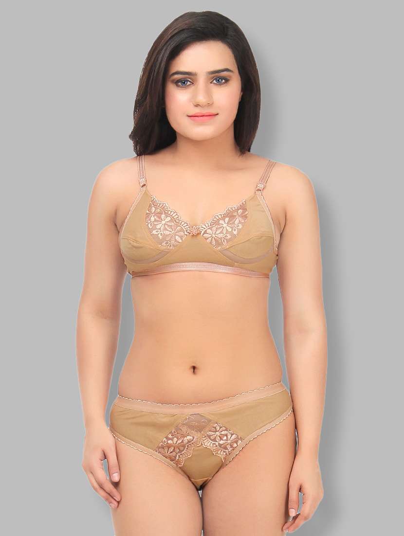 beige lace bra and panty set