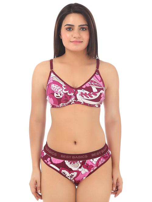 purple floral print bra and panty set - 16742037 -  Standard Image - 0