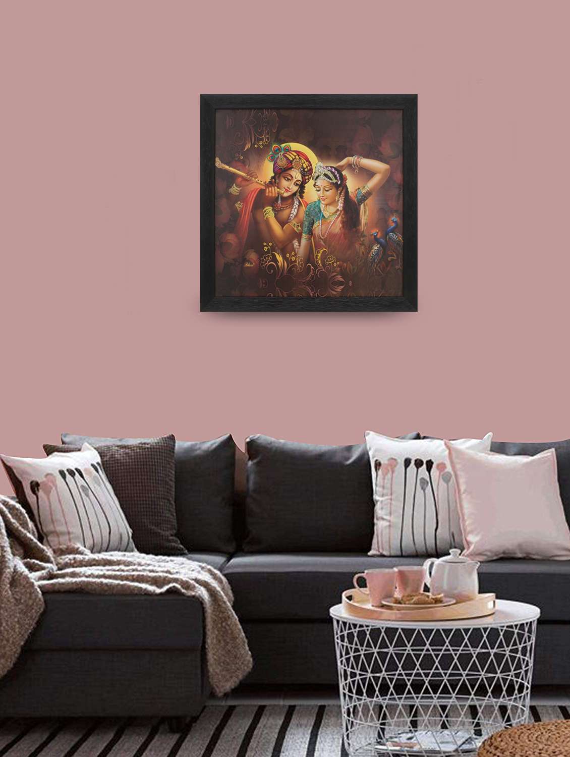 radha krishna wooden painting