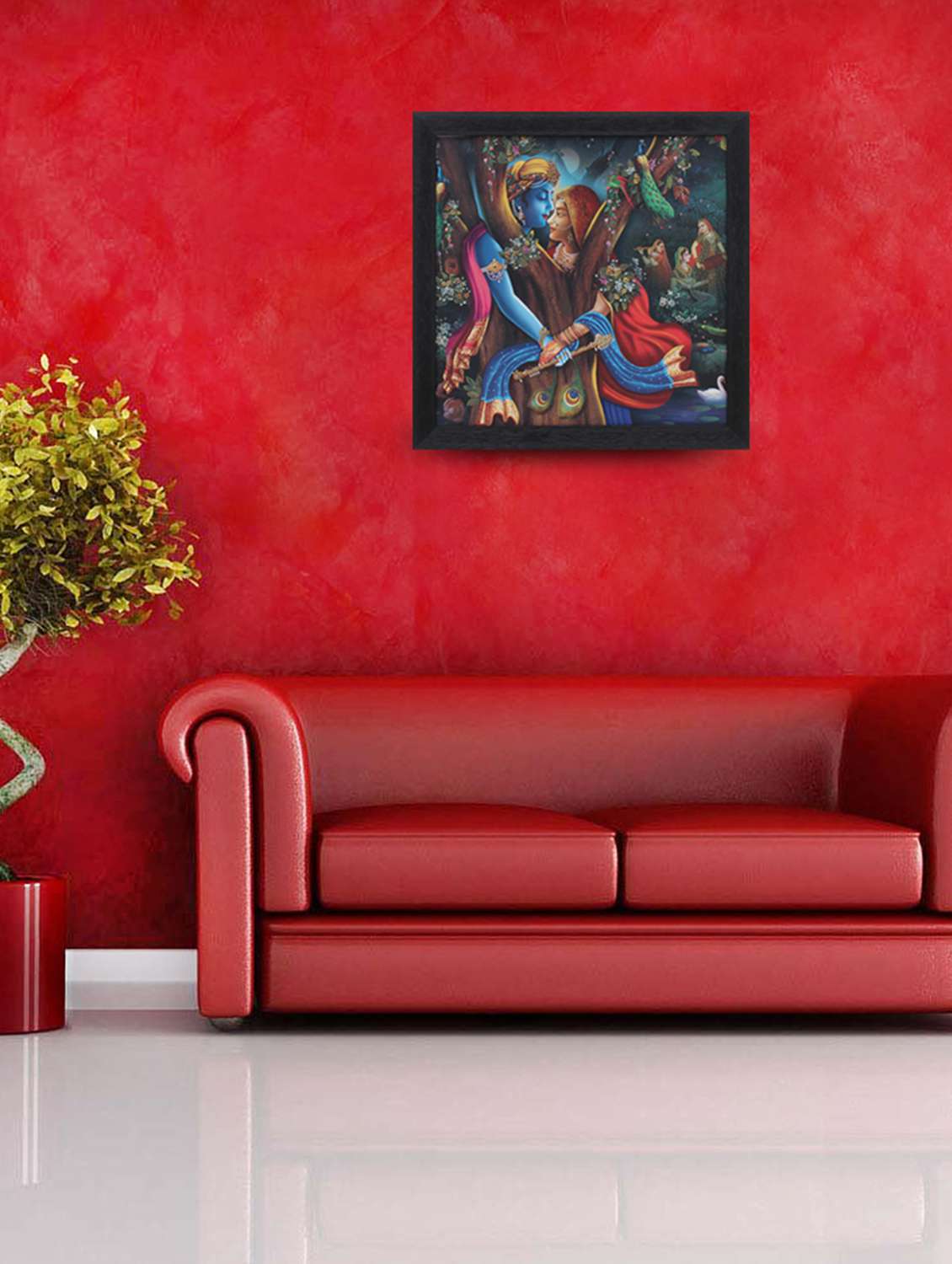 radha krishna wooden painting