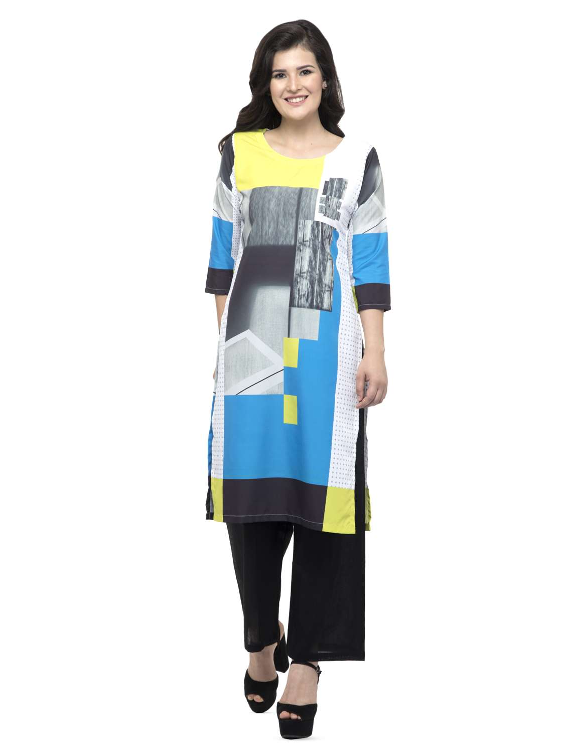 geometric printed straight kurta