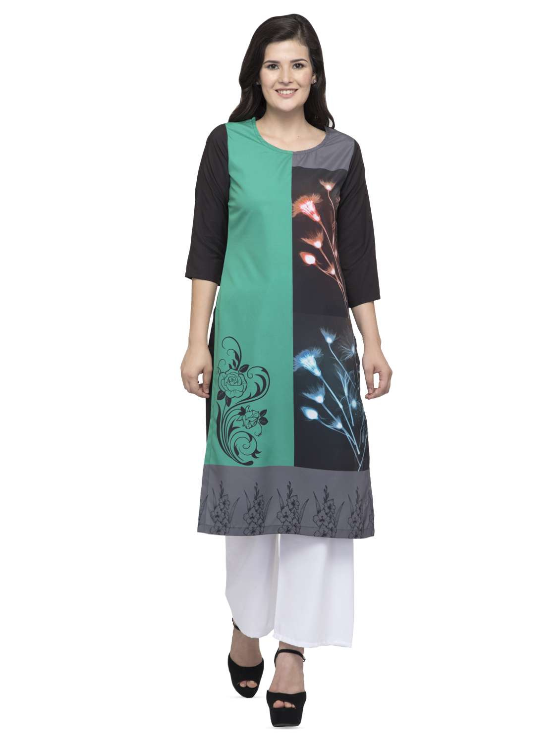color block straight kurta