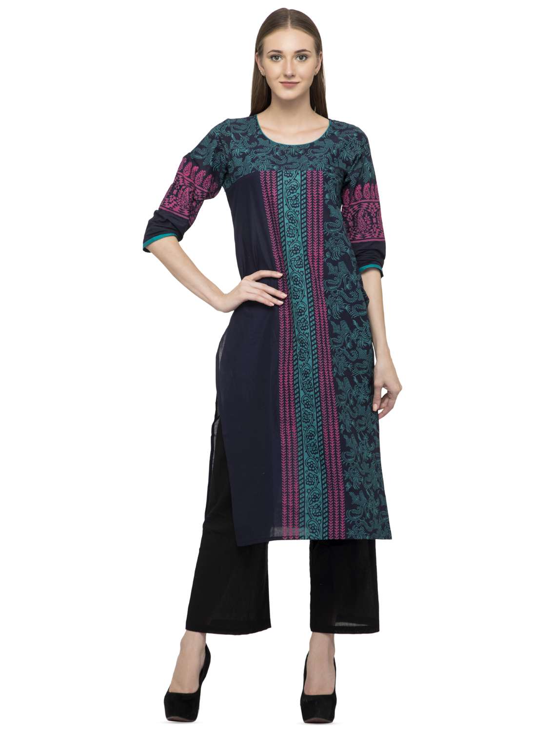 color block straight kurta