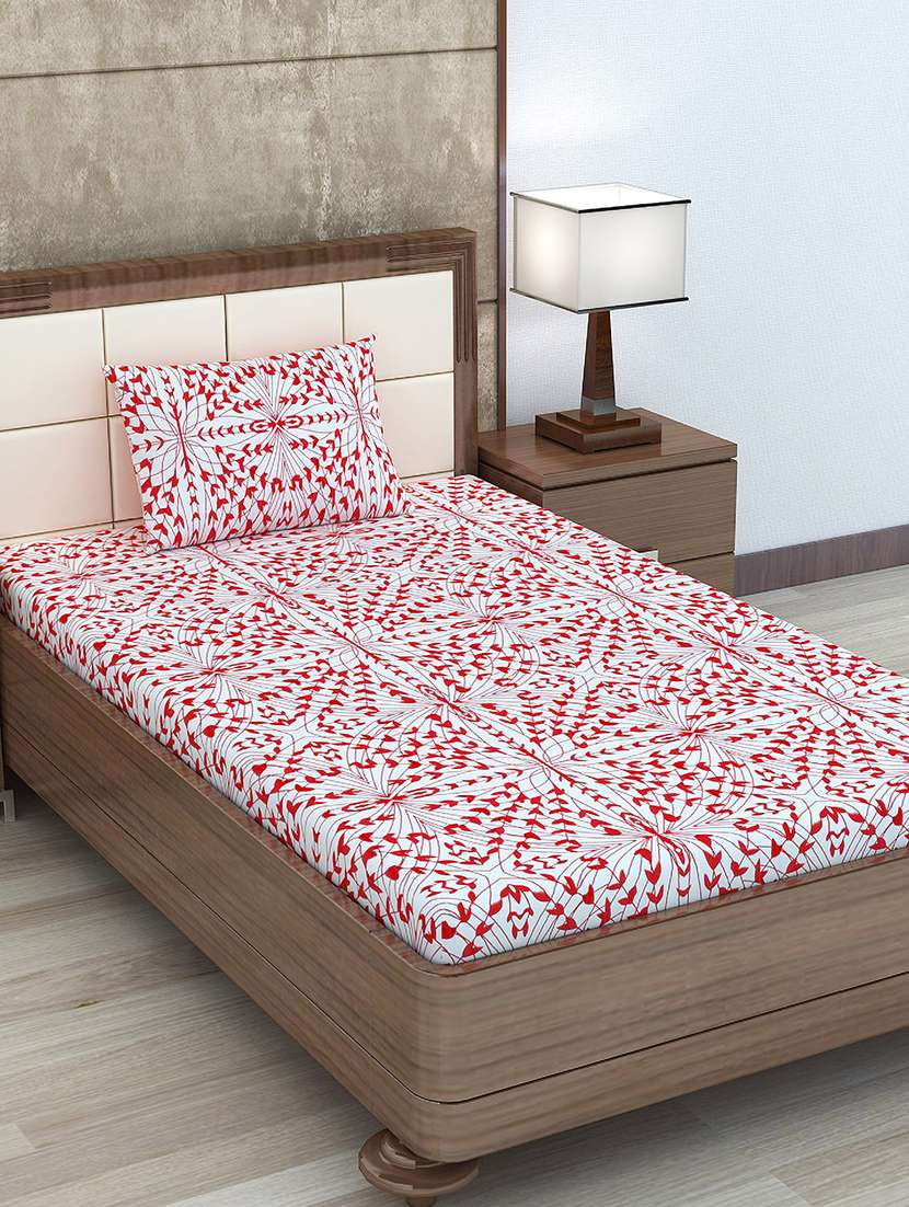 cotton single bedsheet with 1 pillow cover 