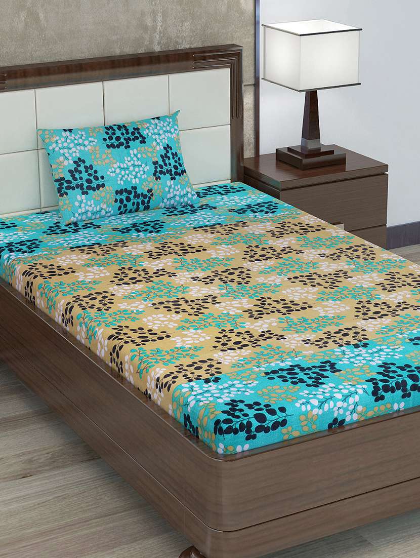 cotton single bedsheet with 1 pillow cover 