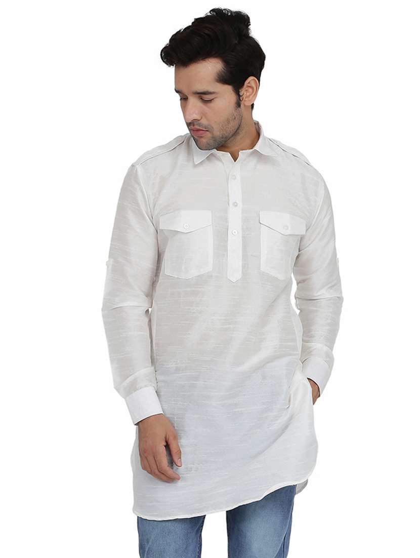 white solid short kurta