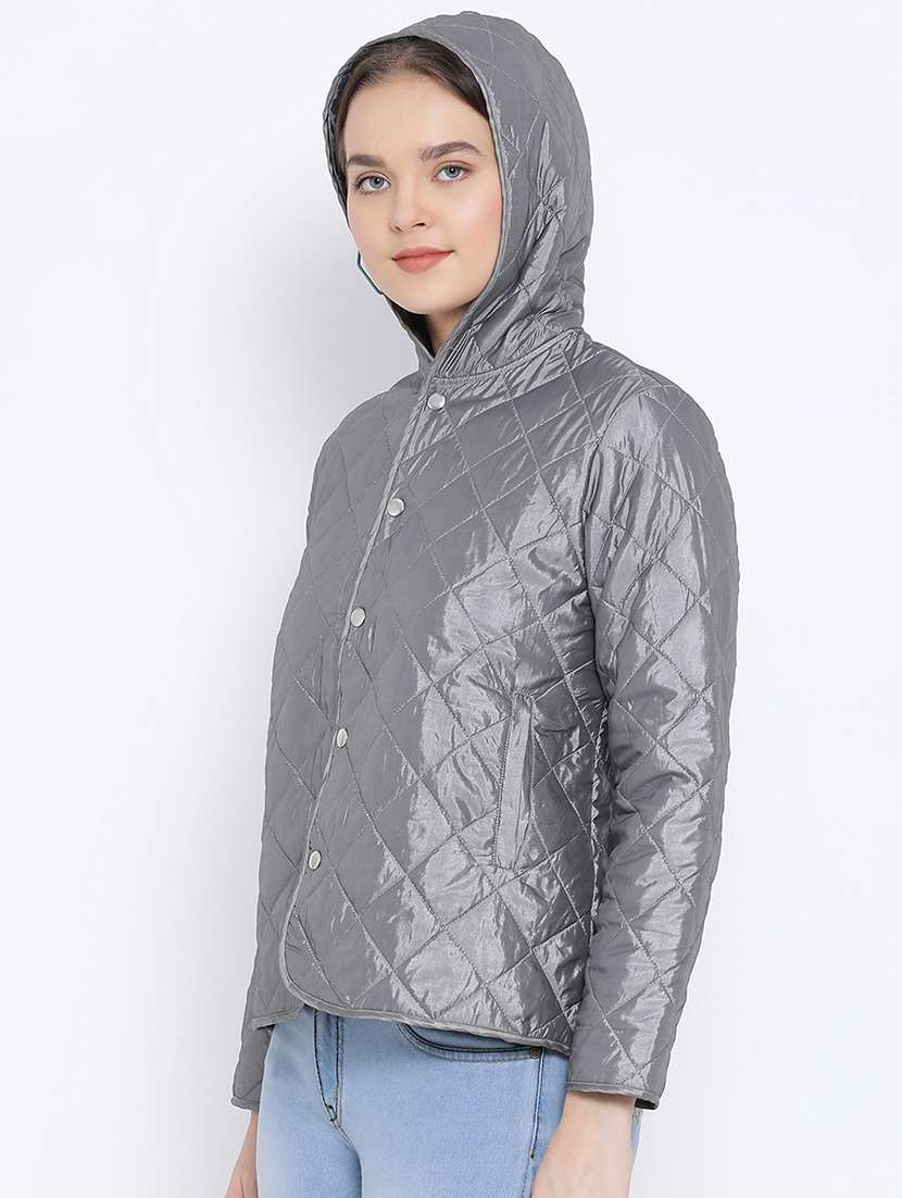women solid long sleeve quilted jacket  - 16750763 -  Standard Image - 1