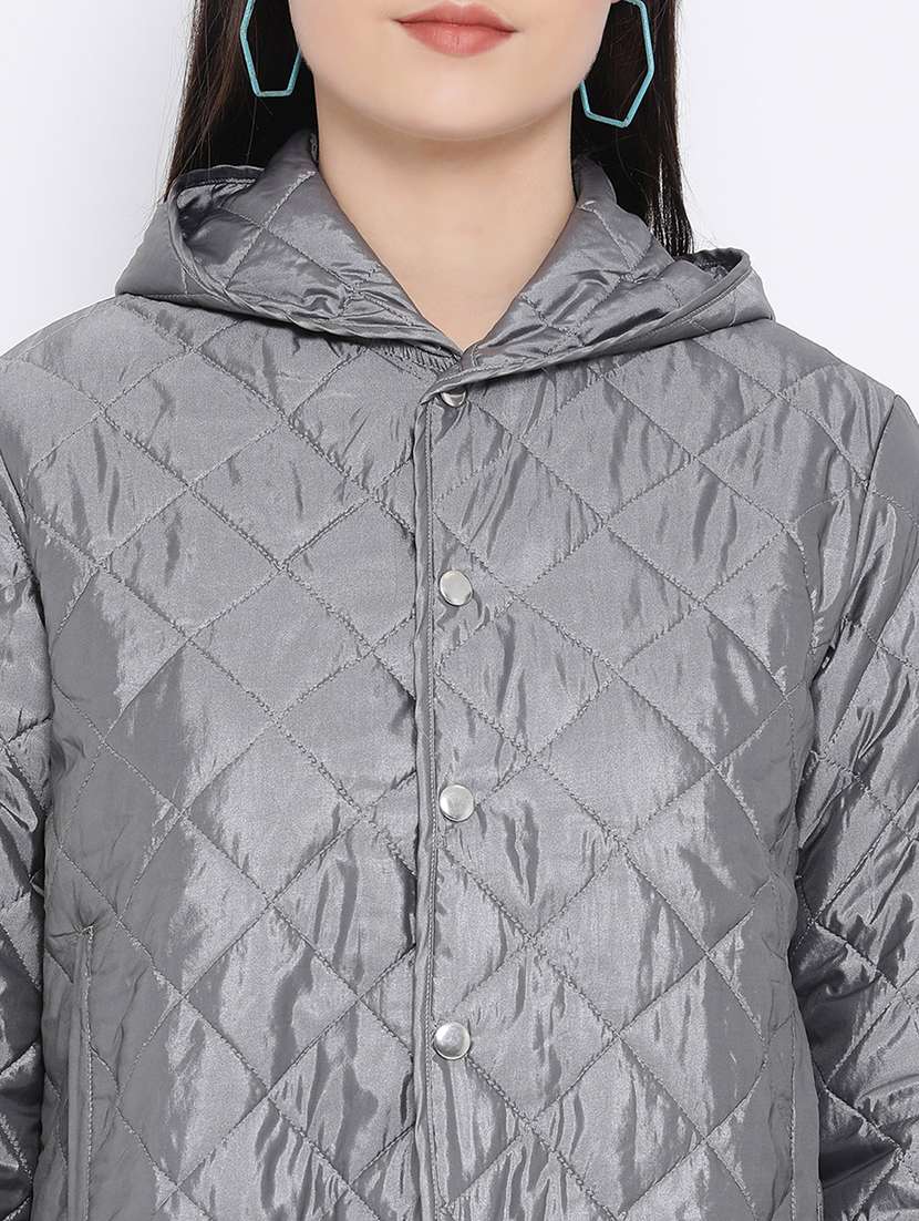 women solid long sleeve quilted jacket  - 16750763 -  Standard Image - 4