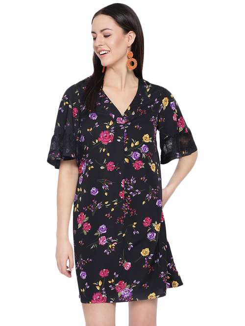 v-neck floral a-line dress - 16750847 -  Standard Image - 0