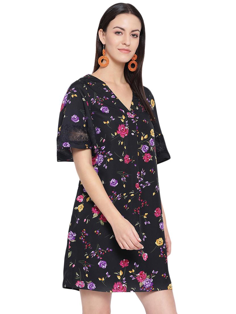 v-neck floral a-line dress - 16750847 - Standard Image - 1