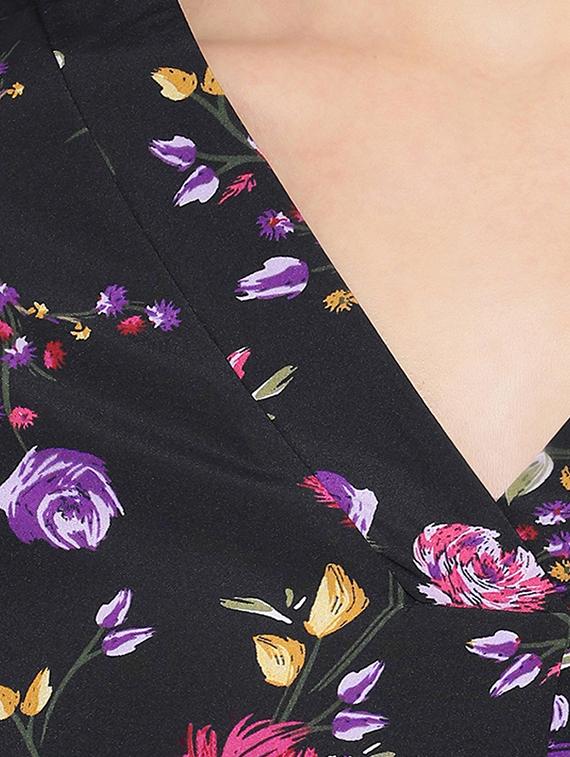 v-neck floral a-line dress - 16750847 - Standard Image - 4