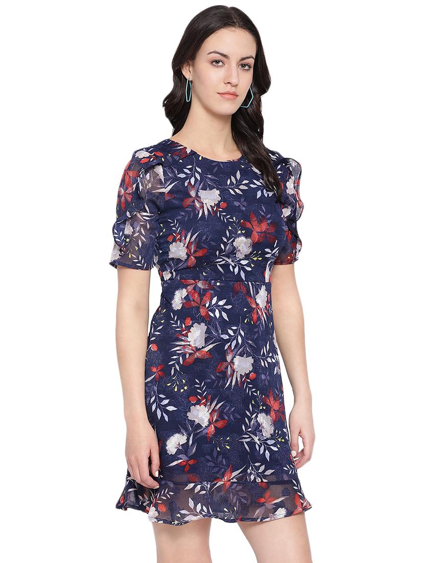 frill detail floral a-line dress - 16750854 -  Standard Image - 1