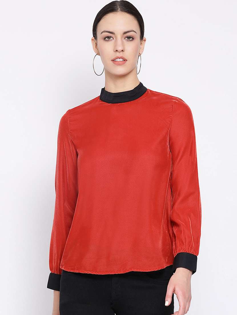 women's straight mock neck top