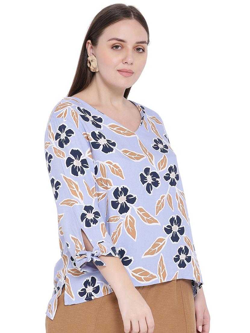 tie knot sleeved floral top - 16750881 - Standard Image - 1