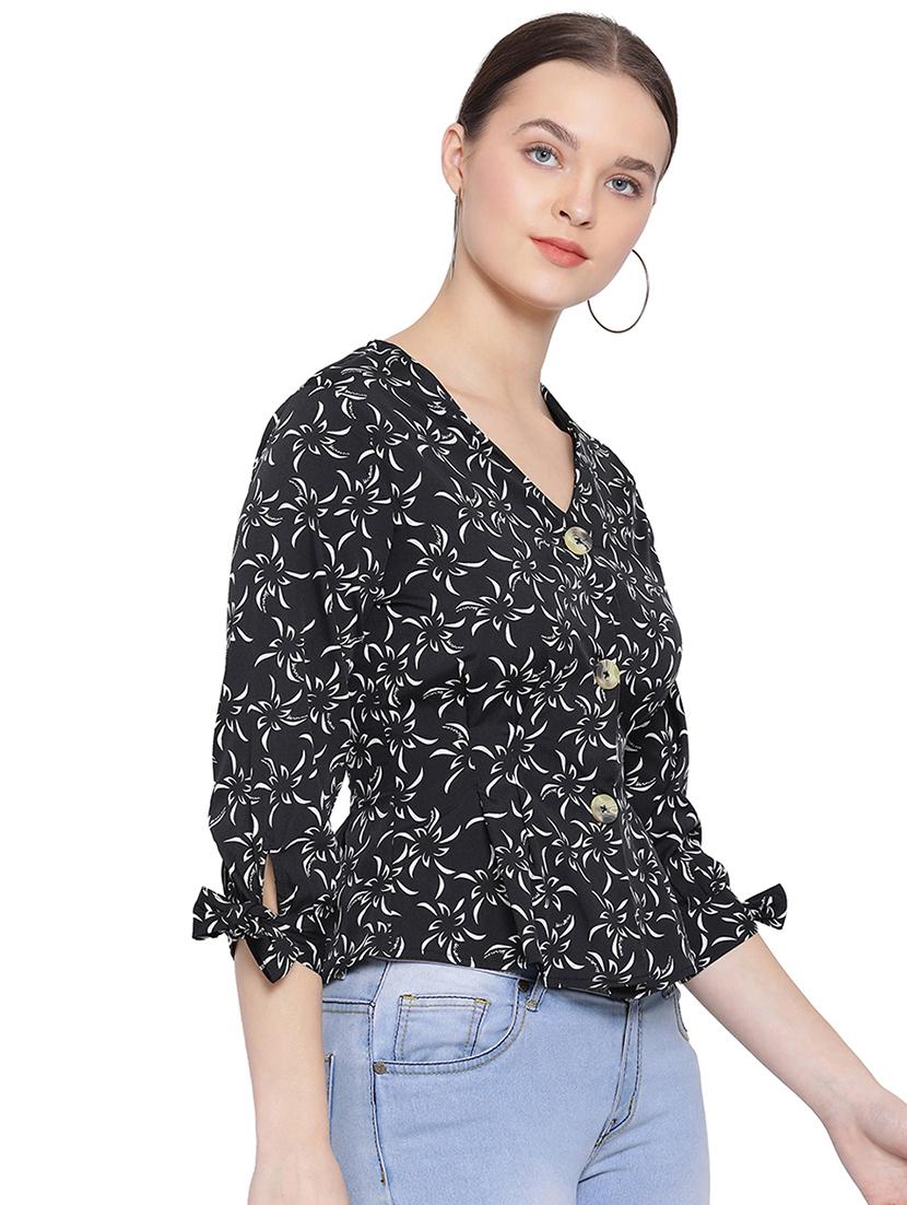 tie knot sleeved floral top - 16750909 - Standard Image - 1