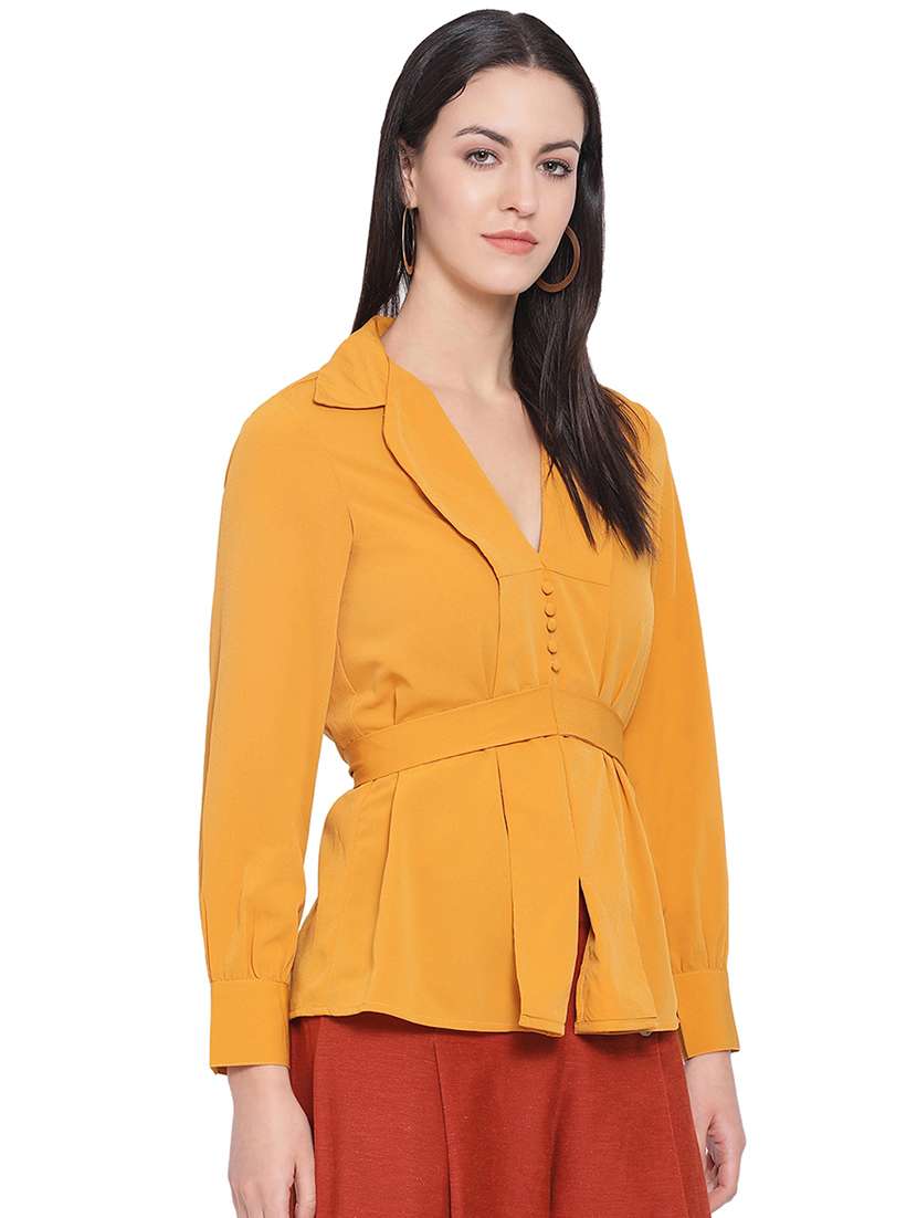 women's peplum lapel neck top - 16750921 -  Standard Image - 1