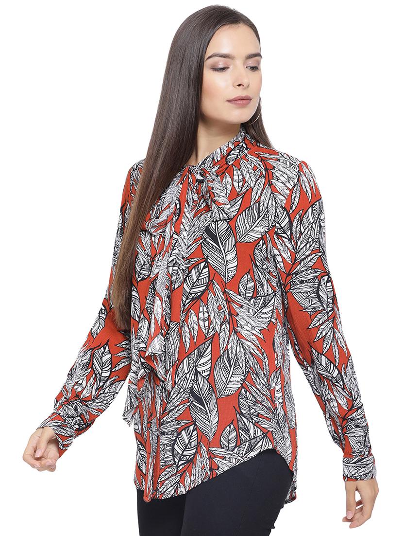 tie up neck tropical top - 16750930 - Standard Image - 1