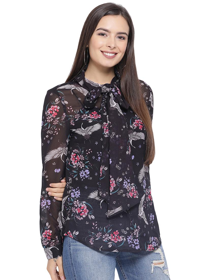 tie up neck printed top  - 16750933 -  Standard Image - 1