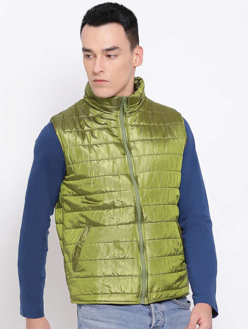 green solid quilted jacket - 16751044 -  Standard Image - 1